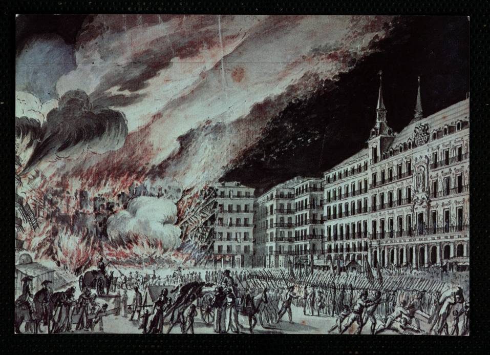 Coleccin Museo Municipal. Incendio en la Plaza Mayor. Jos Antonio Jimeno y Carrera