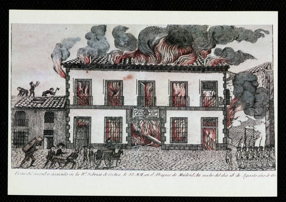 Coleccin Museo Municipal. Incendio en la Real Fbrica de coches. Annimo 1800