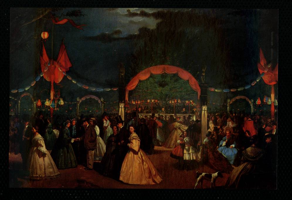 Colección Museo Municipal. El jardín público de Madrid llamado El Paraíso, en noche de baile, 1862, de Rafael Botella