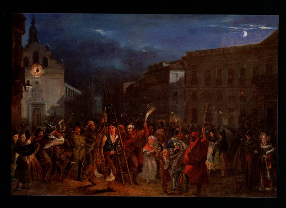 Coleccin Museo Municipal. La Noche de Reyes en la Puerta del Sol, 1839, de Jos Castelaro y Perea