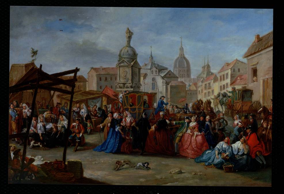Coleccin Museo Municipal. La Feria de Madrid en la Plaza de la Cebada, ltimo tercio del siglo XVIII, de Manuel de la Cruz y Cano