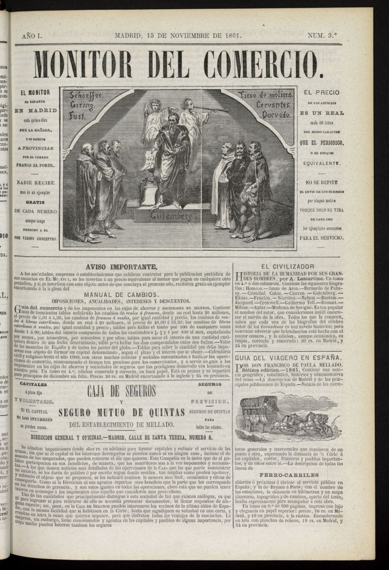 Monitor del Comercio del 15 de noviembre de 1861, n 3