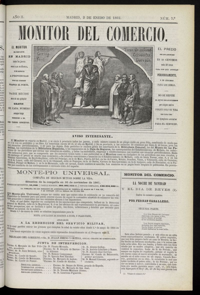 Monitor del Comercio del 2 de enero de 1862, n 7