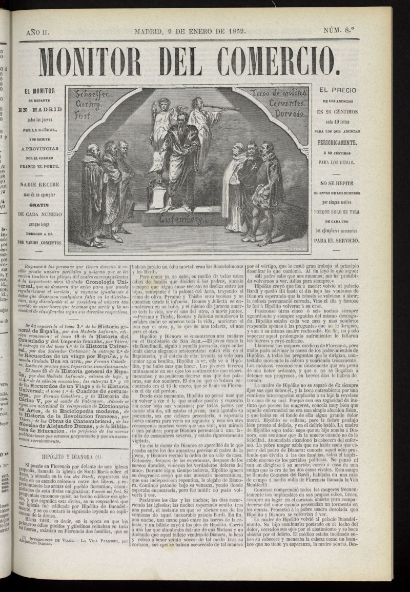 Monitor del Comercio del 9 de enero de 1862, n 8