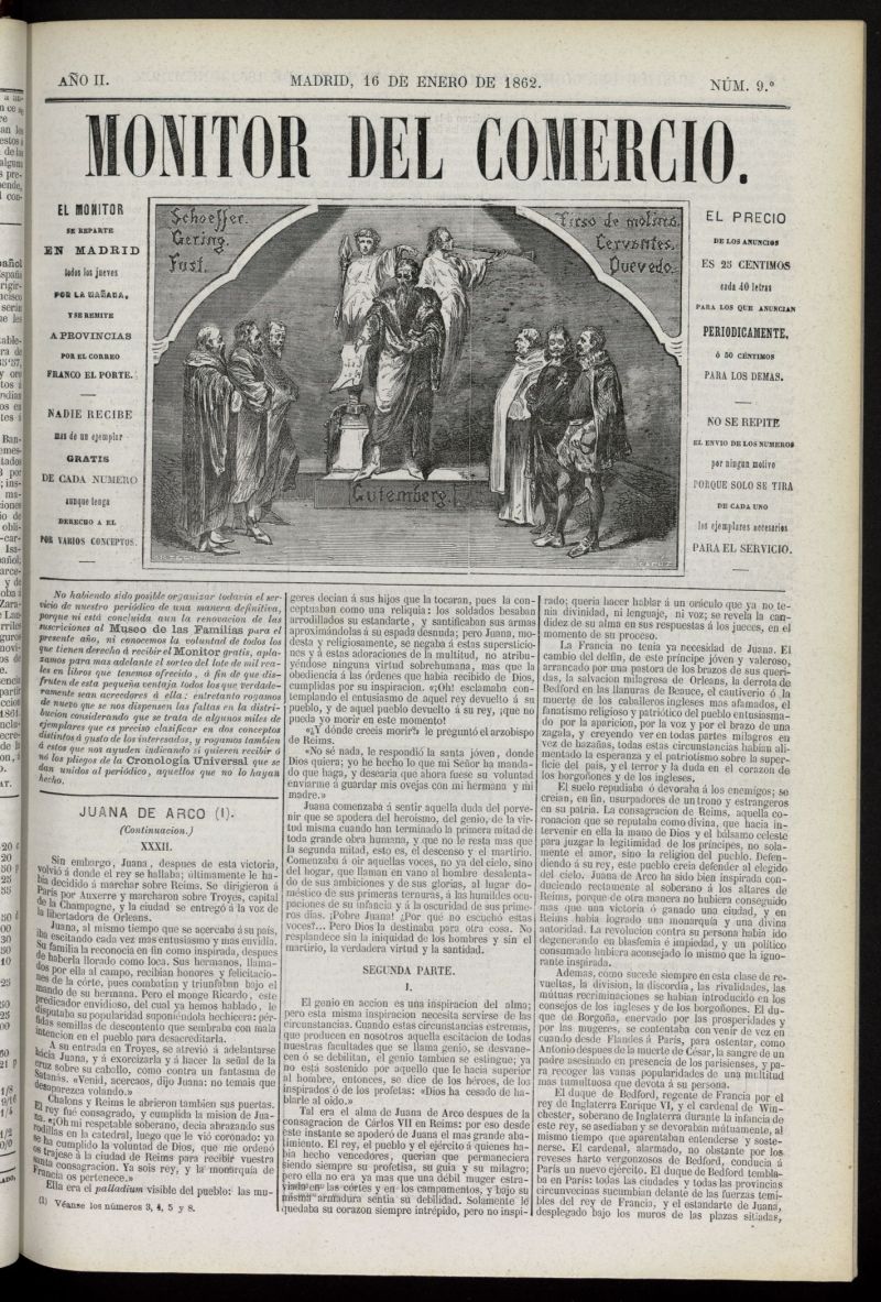 Monitor del Comercio del 16 de enero de 1862, n 9