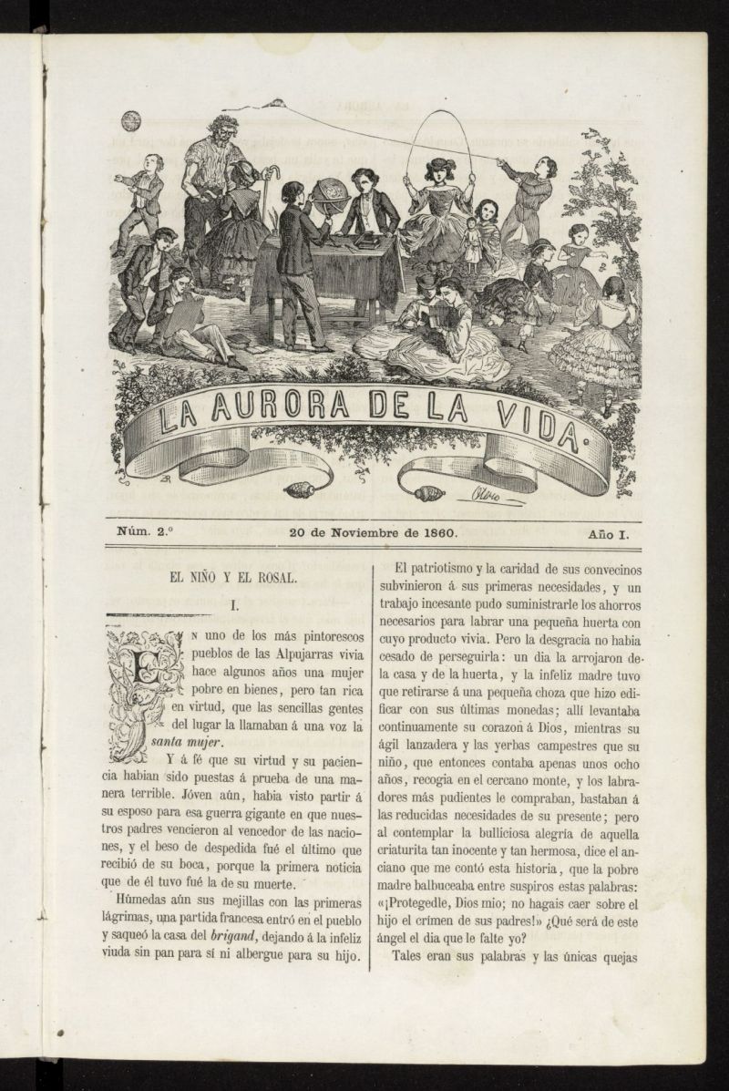 La Aurora de la Vida: nico peridico ilustrado dedicado a nios de ambos sexos del 20 de noviembre de 1860, n 2