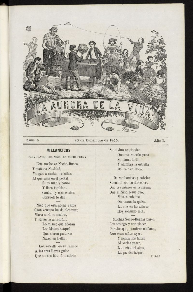 La Aurora de la Vida: nico peridico ilustrado dedicado a nios de ambos sexos del 20 de diciembre de 1860, n 5