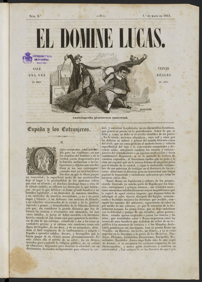 El Domine Lucas: enciclopedia pintoresca universal del 1 de mayo de 1844, n 2
