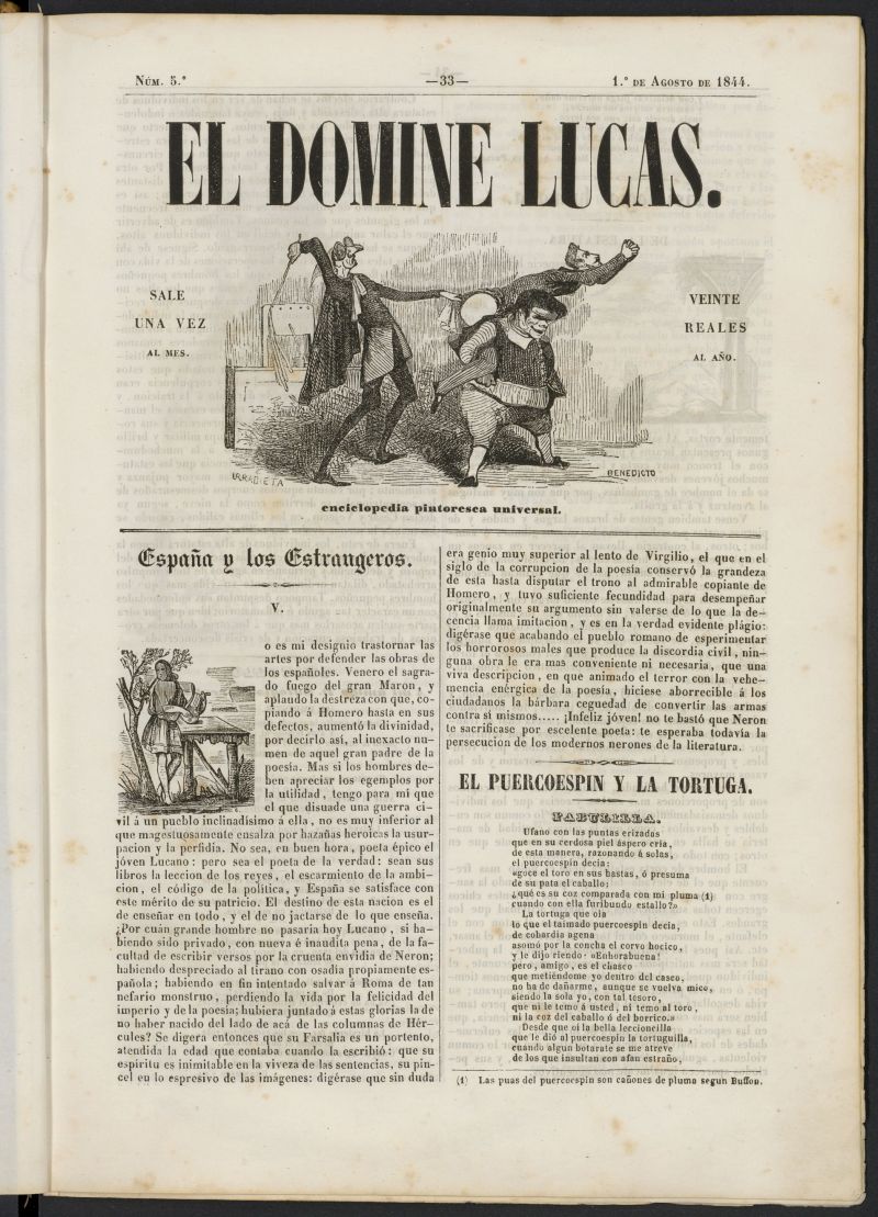 El Domine Lucas: enciclopedia pintoresca universal del 1 de agosto de 1844, n 5