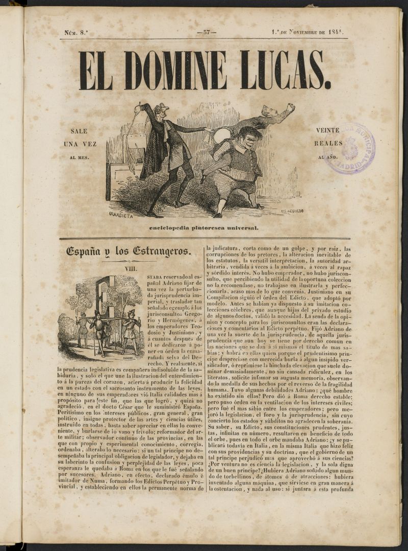 El Domine Lucas: enciclopedia pintoresca universal del 1 de noviembre de 1844, n 8