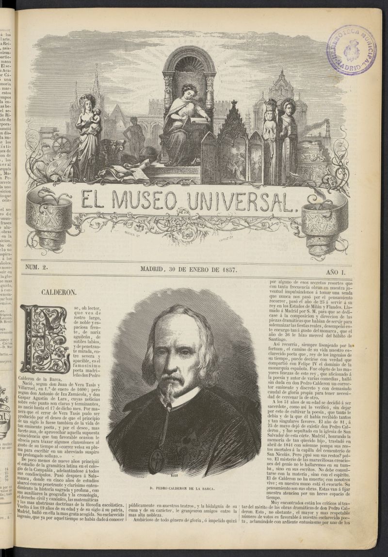 El Museo Universal : periódico de ciencias, literatura, artes, industria y conocimientos útiles del 30 de enero de 1857, nº 2