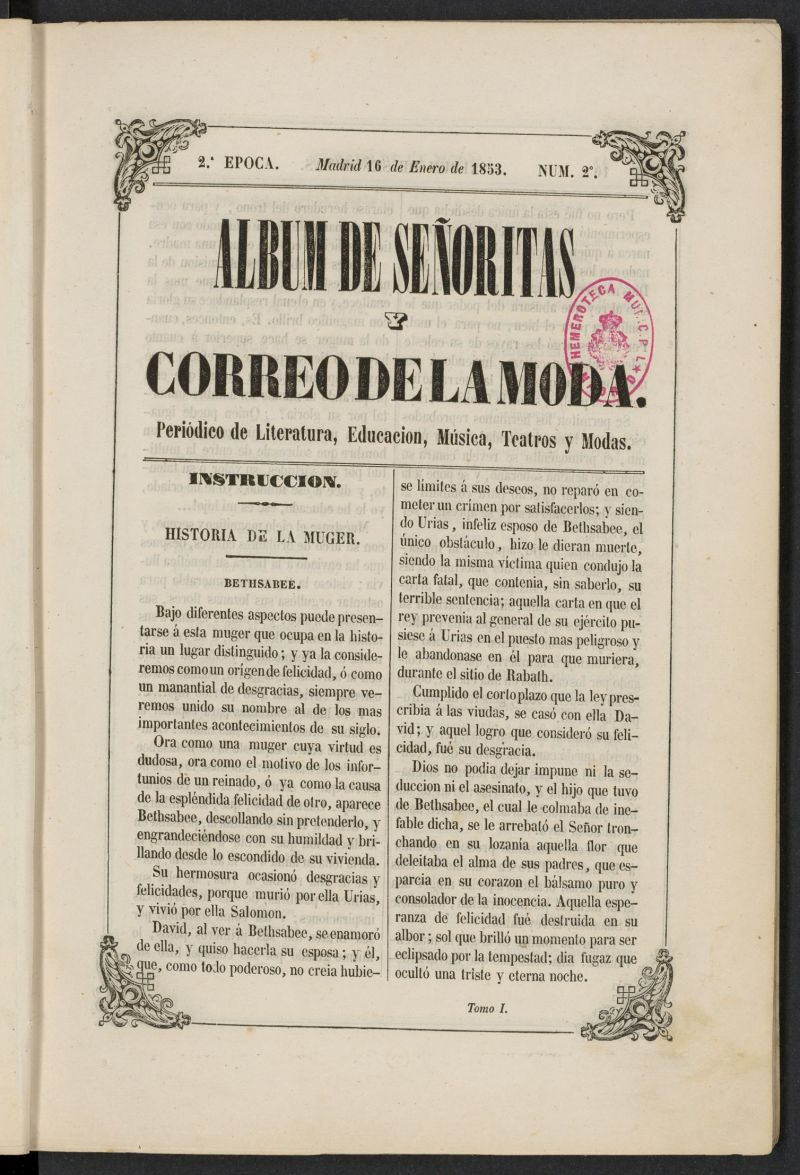 Album de seoritas y correo de la moda del 16 de enero de 1853, n 2
