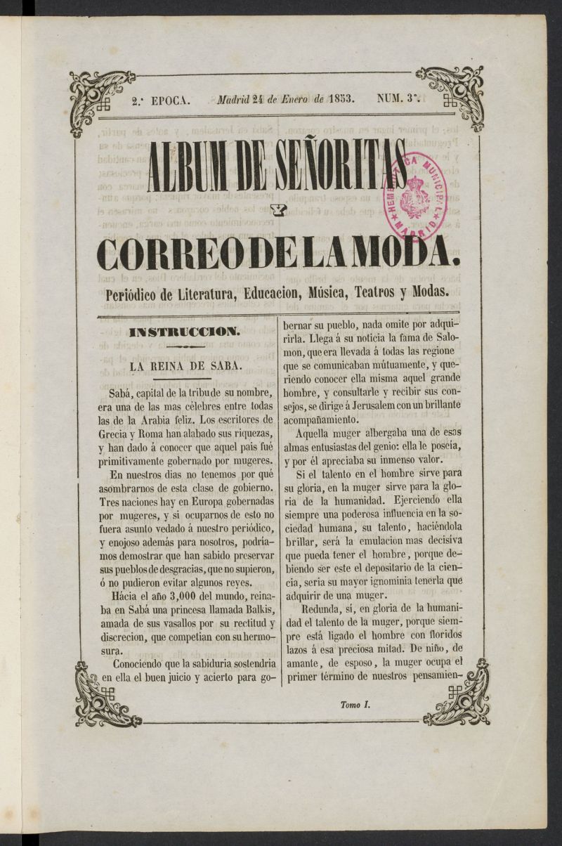 Album de seoritas y correo de la moda del 24 de enero de 1853, n 3