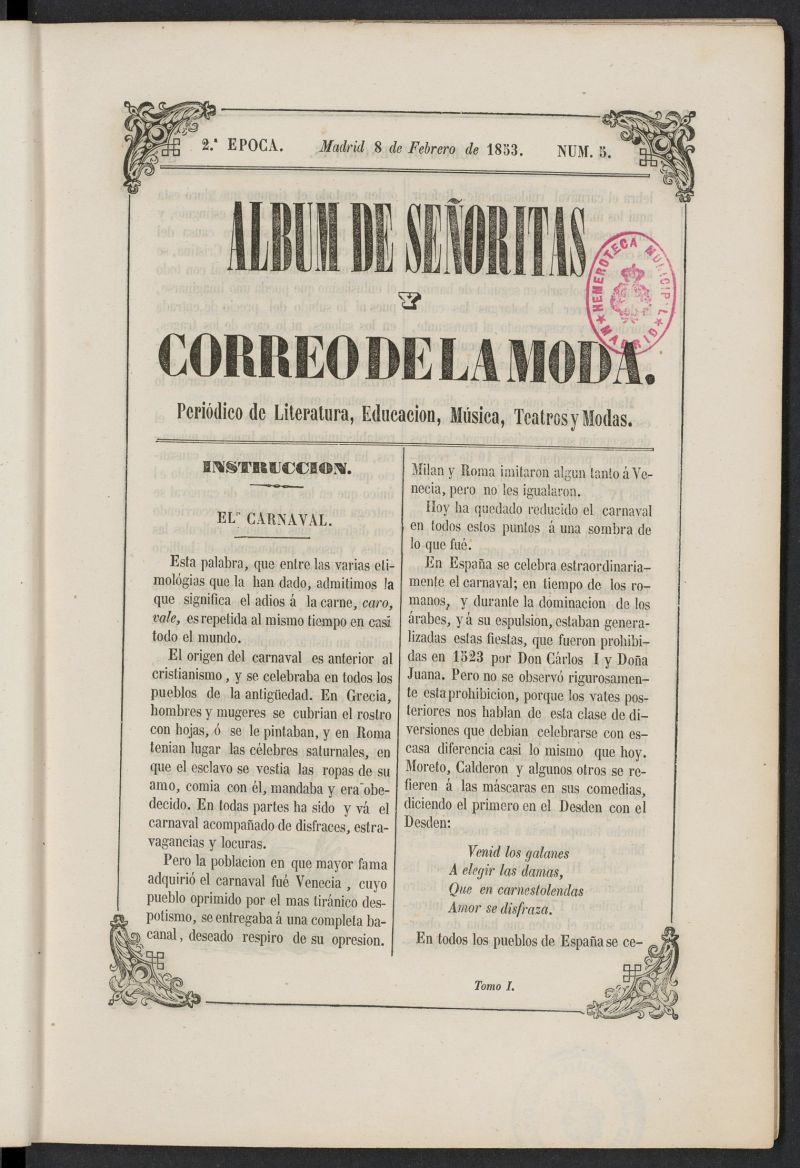 Album de seoritas y correo de la moda del 8 de febrero de 1853, n 5