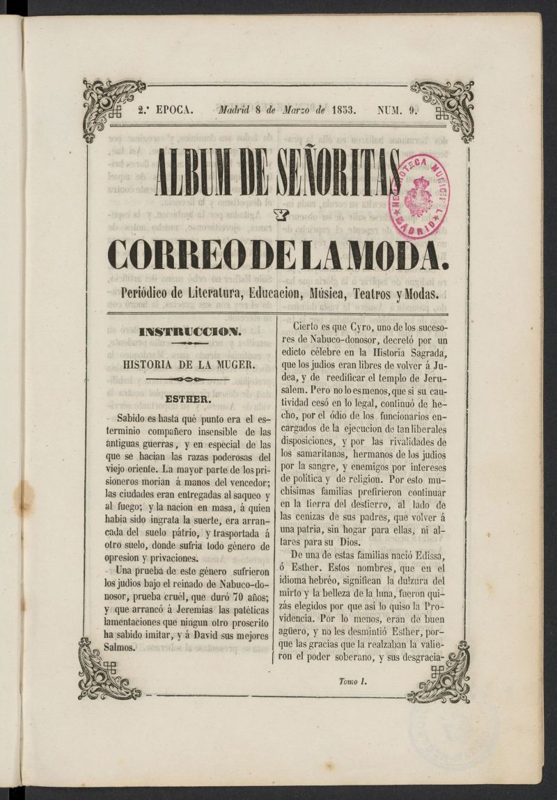 Album de seoritas y correo de la moda del 8 de marzo de 1853, n 9