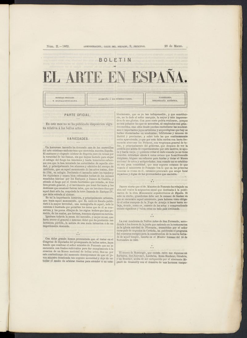 El Arte en Espaa: revista quincenal de las artes del dibujo del 20 de marzo de 1862, n 2