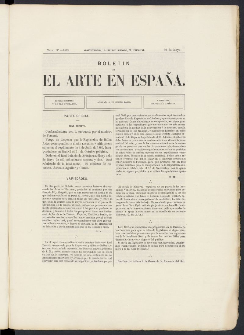 El Arte en Espaa: revista quincenal de las artes del dibujo del 30 de mayo de 1862, n 4