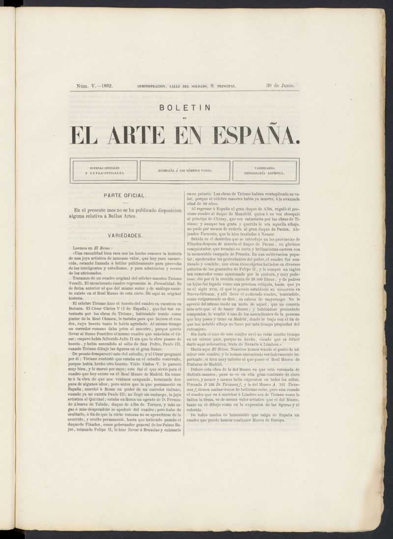 El Arte en Espaa: revista quincenal de las artes del dibujo del 30 de junio de 1862, n 5