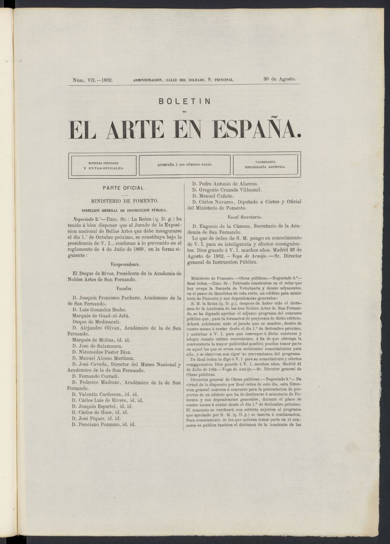 El Arte en Espaa: revista quincenal de las artes del dibujo del 30 de agosto de 1862, n 7