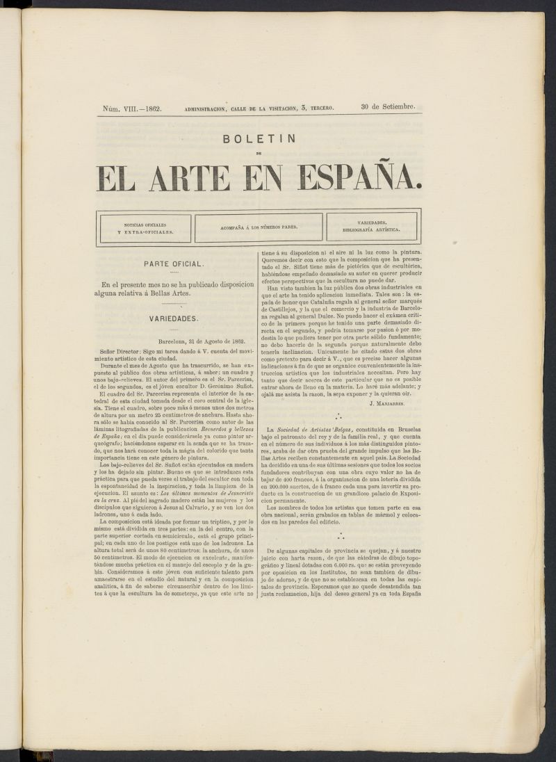 El Arte en Espaa: revista quincenal de las artes del dibujo del 30 de septiembre de 1862, n 8