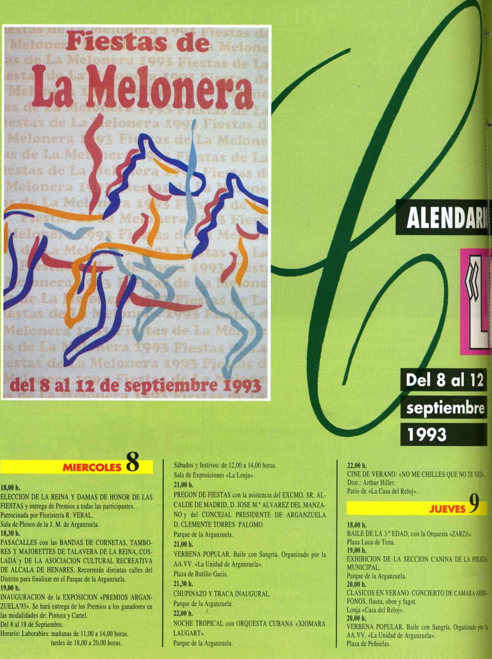 Programa de las Fiestas de la Melonera del año 1993