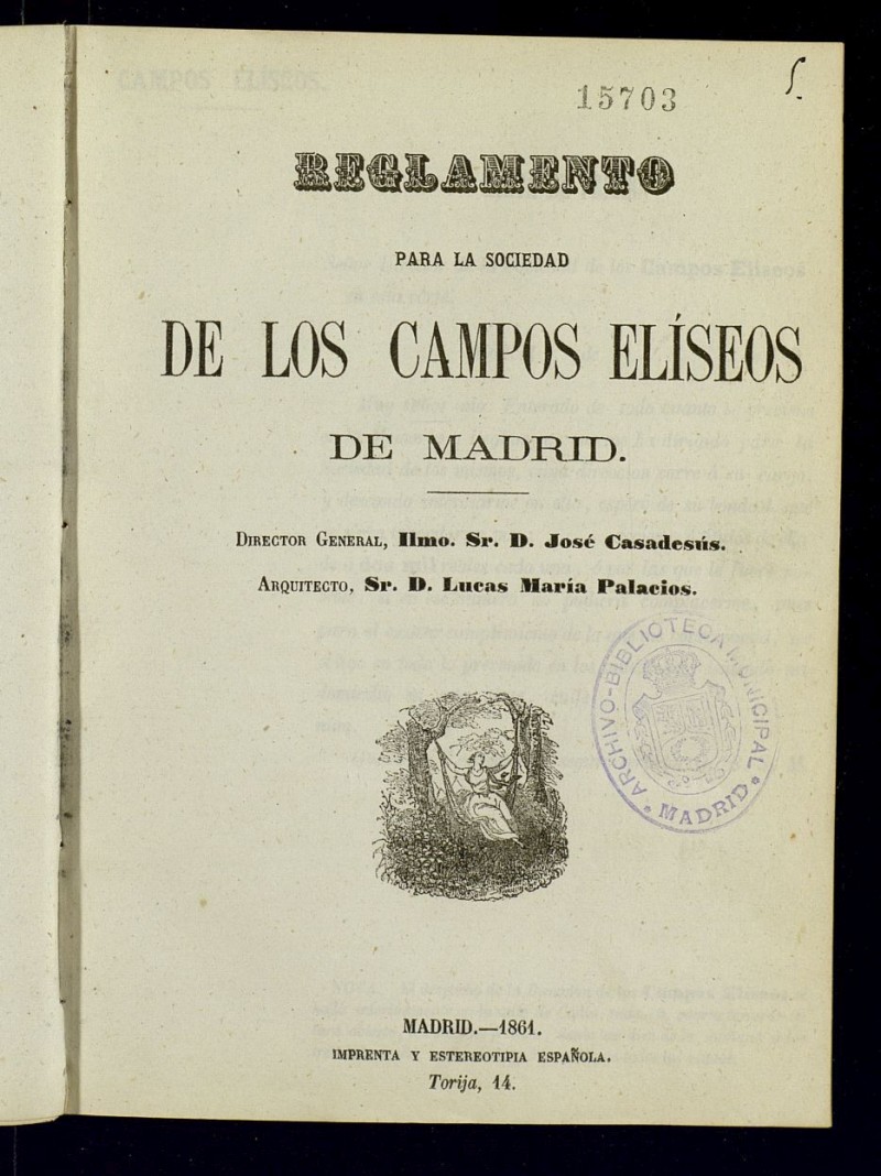 Reglamento para la Sociedad de los Campos Elseos de Madrid
