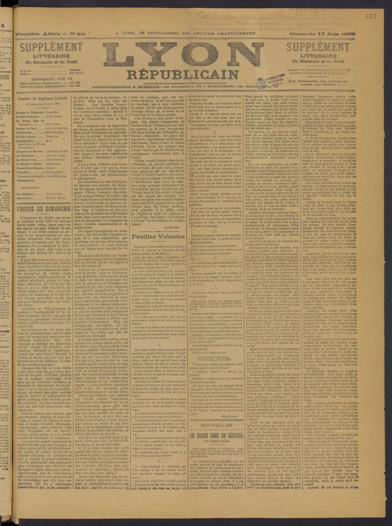 Lyon Rpublicain: supplment littraire du dimanche et du jeudi del 17 de junio de 1888
