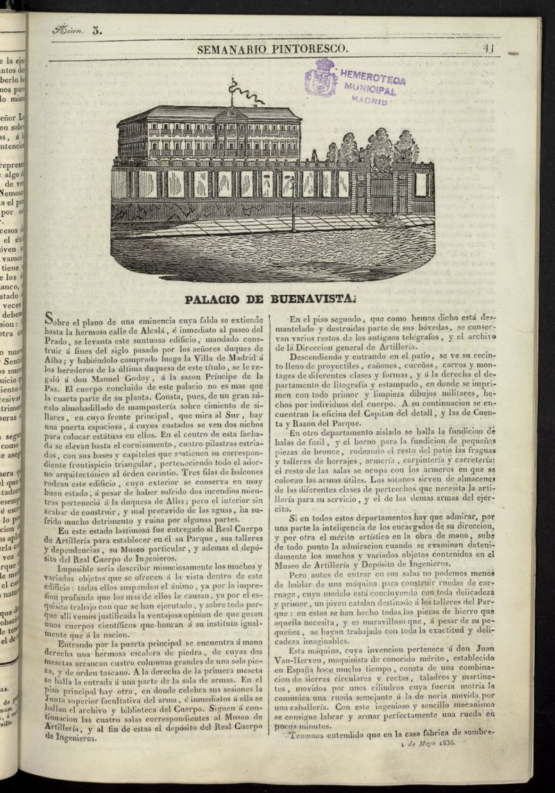Semanario Pintoresco Espaol del 1 de mayo de 1836, n 5