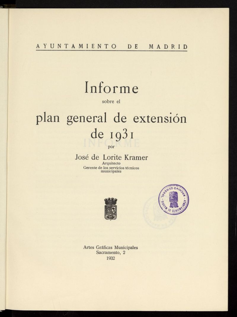 Informe sobre el plan general de extensión de 1931