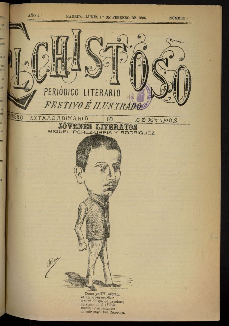 El Chistoso: peridico quincenal, literario y festivo del 1 de febrero de 1886