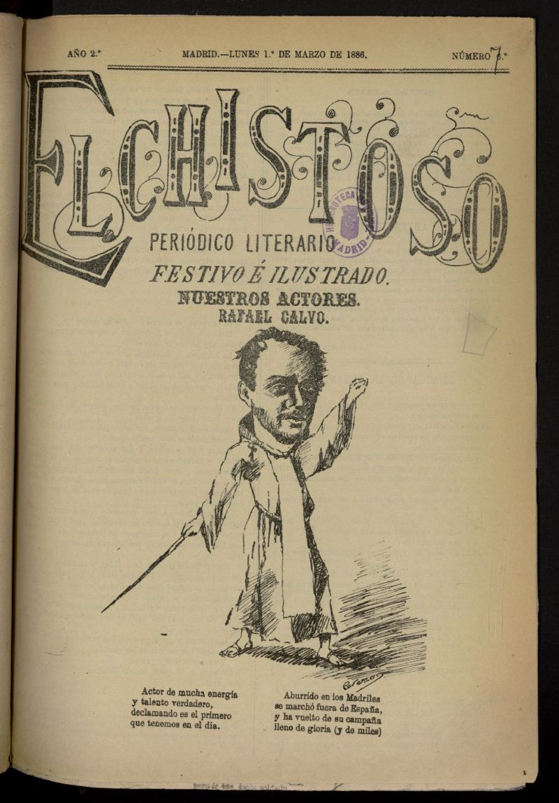 El Chistoso: peridico quincenal, literario y festivo del 1 de marzo de 1886