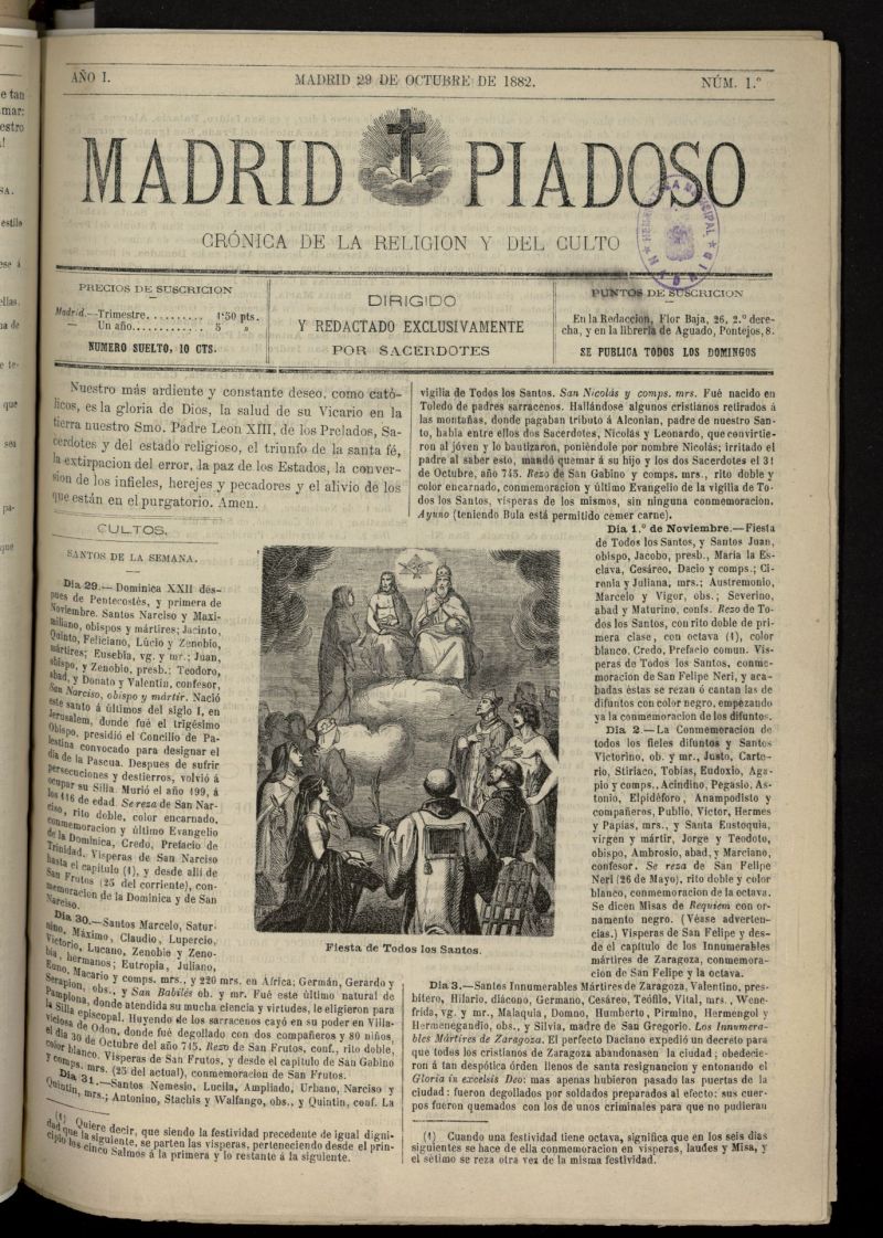 Madrid Piadoso: crnica de la religin y el culto del 29 de octubre de 1882