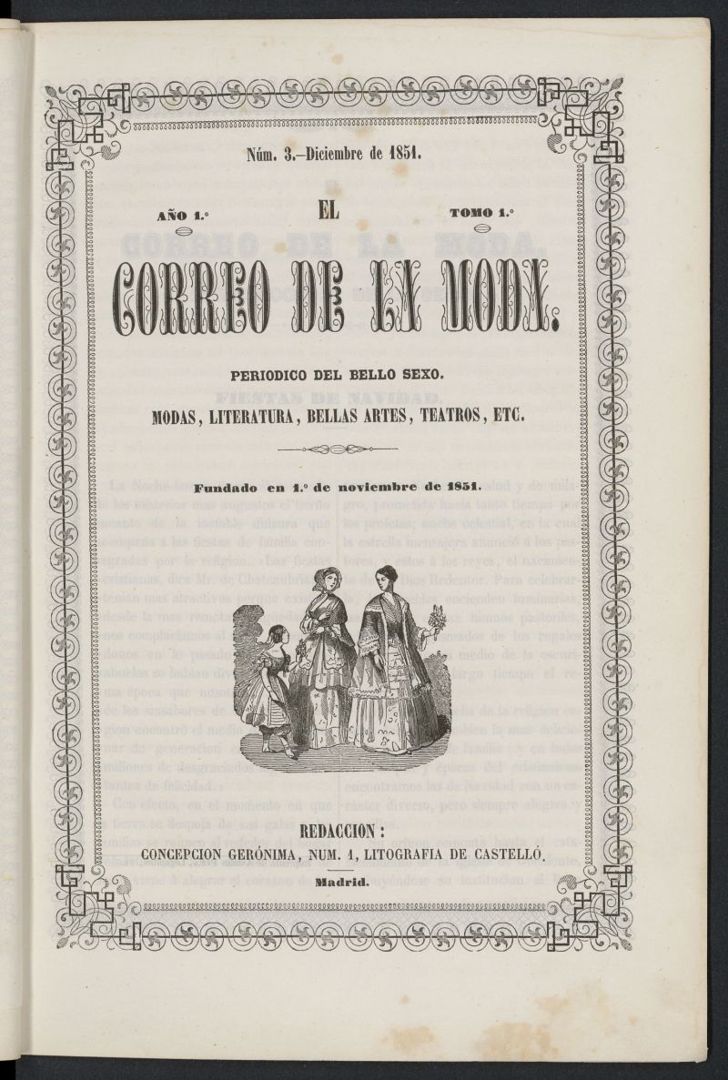El Correo de la Moda: peridico del bello sexo de diciembre de 1851, n 3