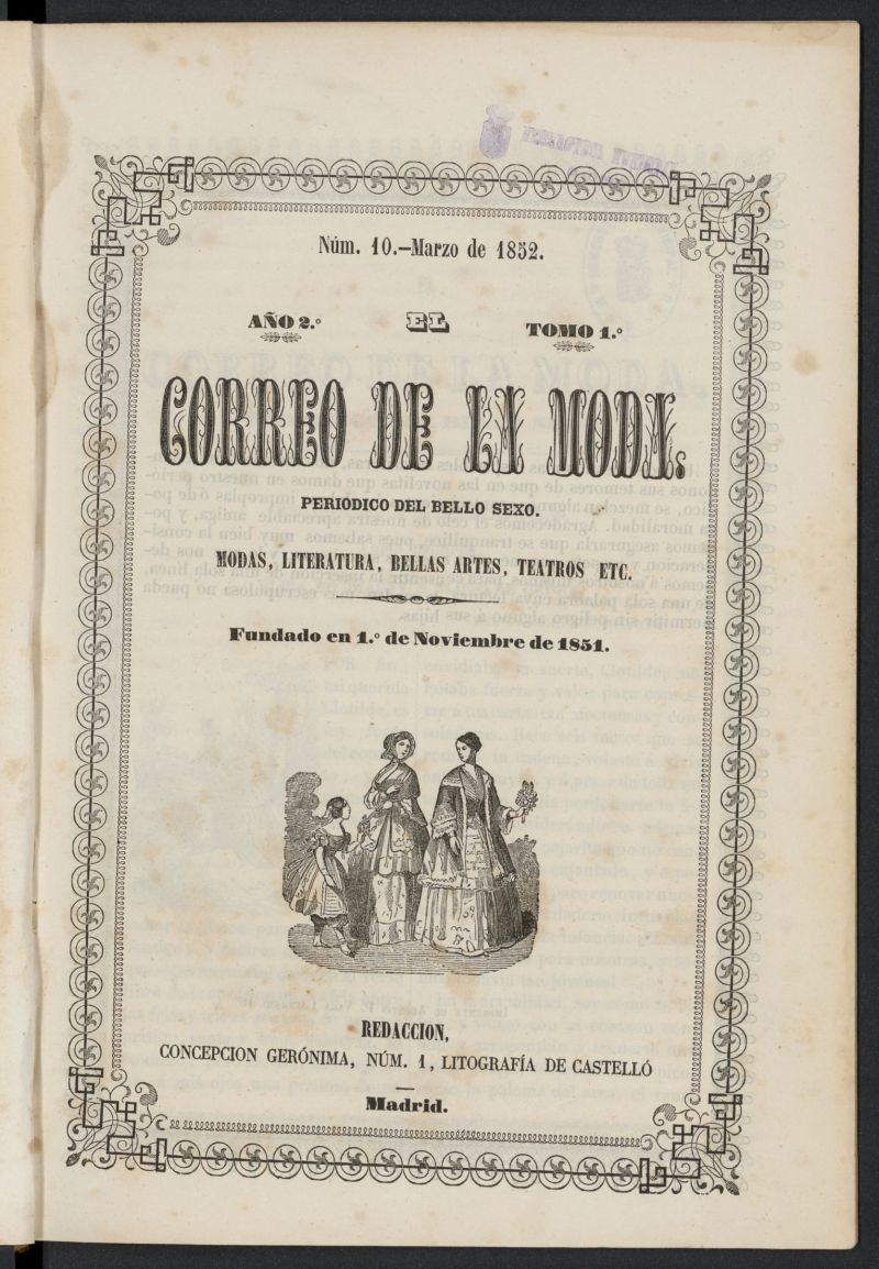 El Correo de la Moda: peridico del bello sexo de marzo de 1852, n 10