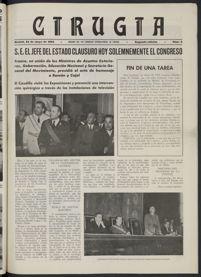 Ciruga: Organo del VIII Congreso Internacional de Ciruga del 24 de mayo de 1952, segunda edicin
