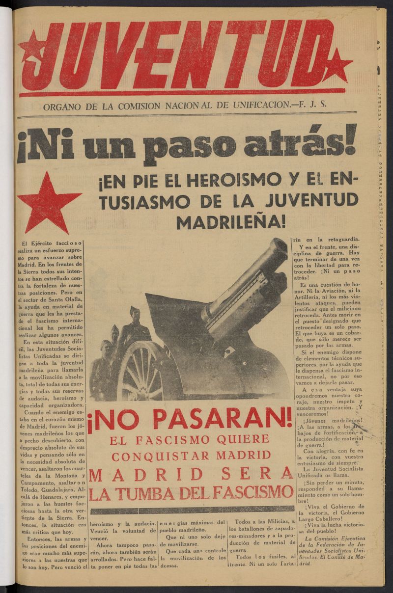 Juventud: rgano de la Comisin Nacional de Unificacin del 23 de septiembre de 1936