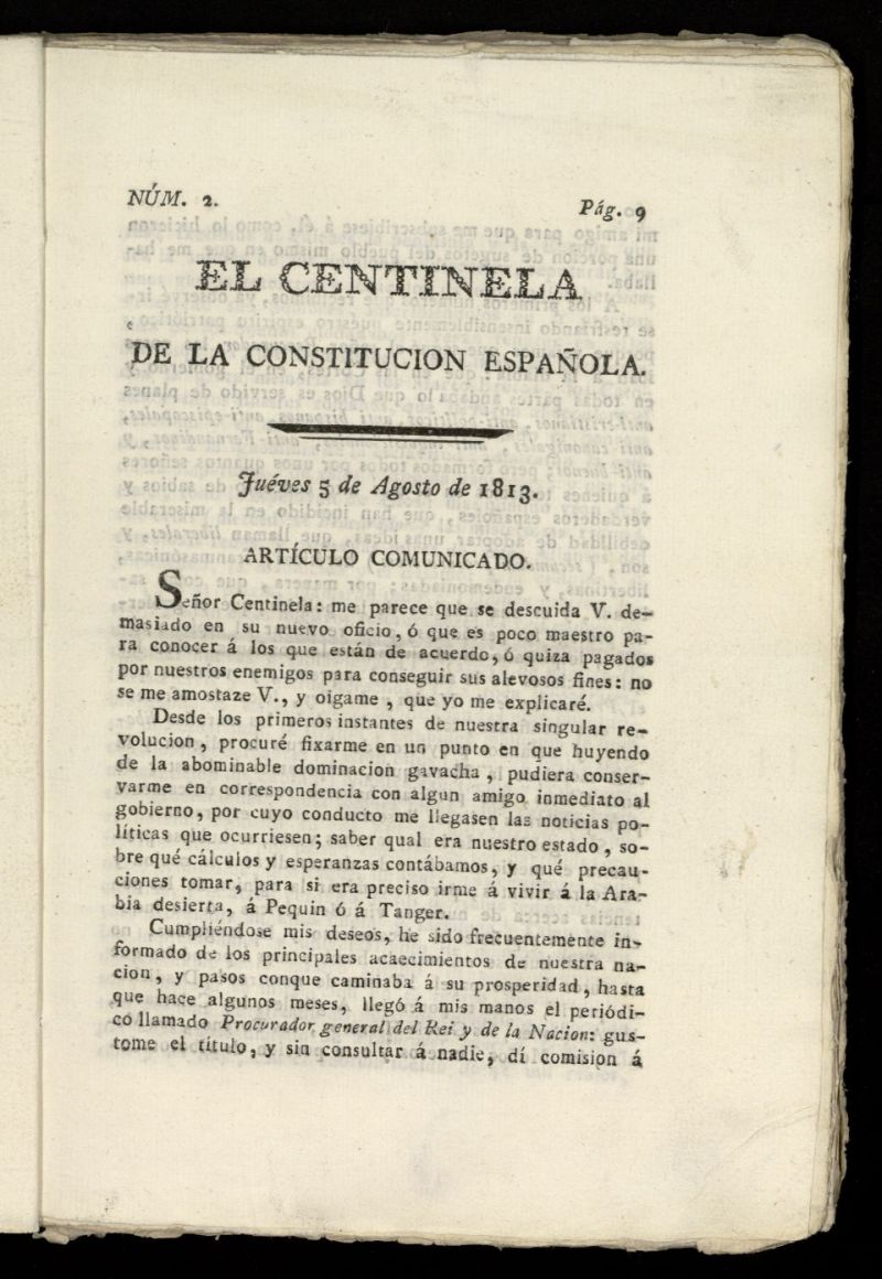 Centinela de la Constitucin Espaola del 5 de agosto de 1813, n 2
