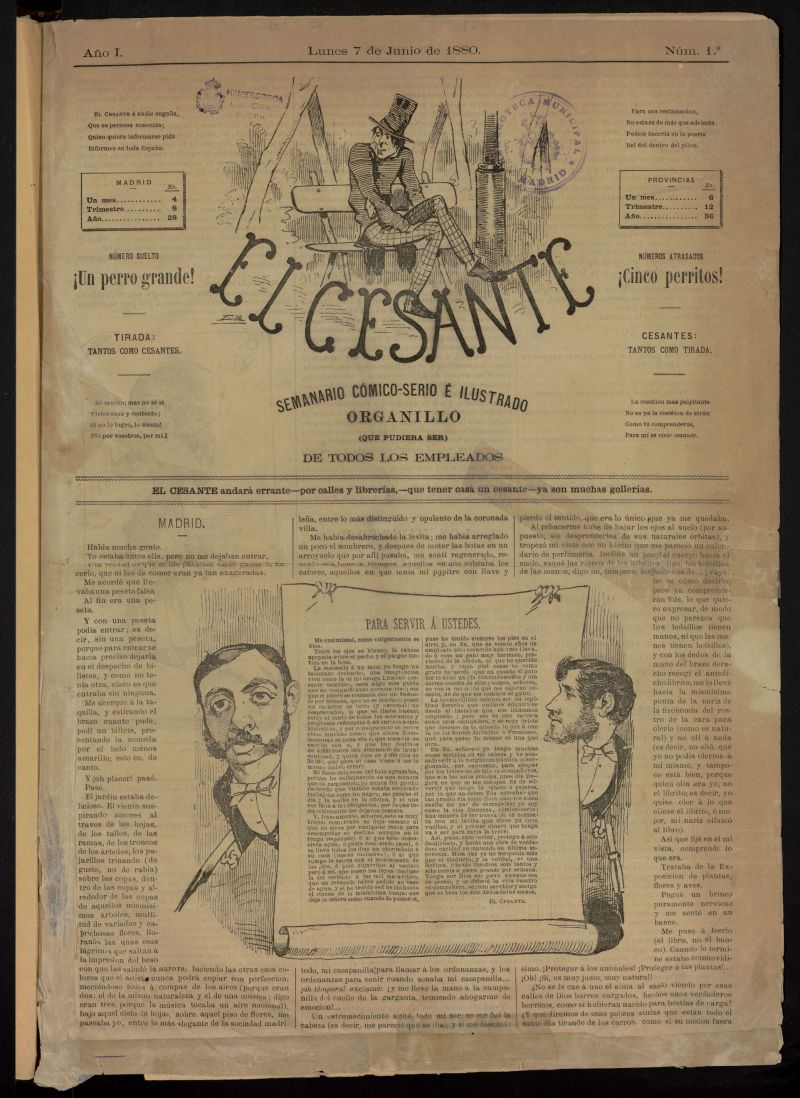 El Cesante: semanario cmico-serio  ilustrado del 7 de junio de 1880