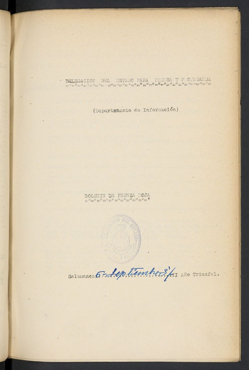 Boletín de Prensa Roja del 6 de septiembre de 1937