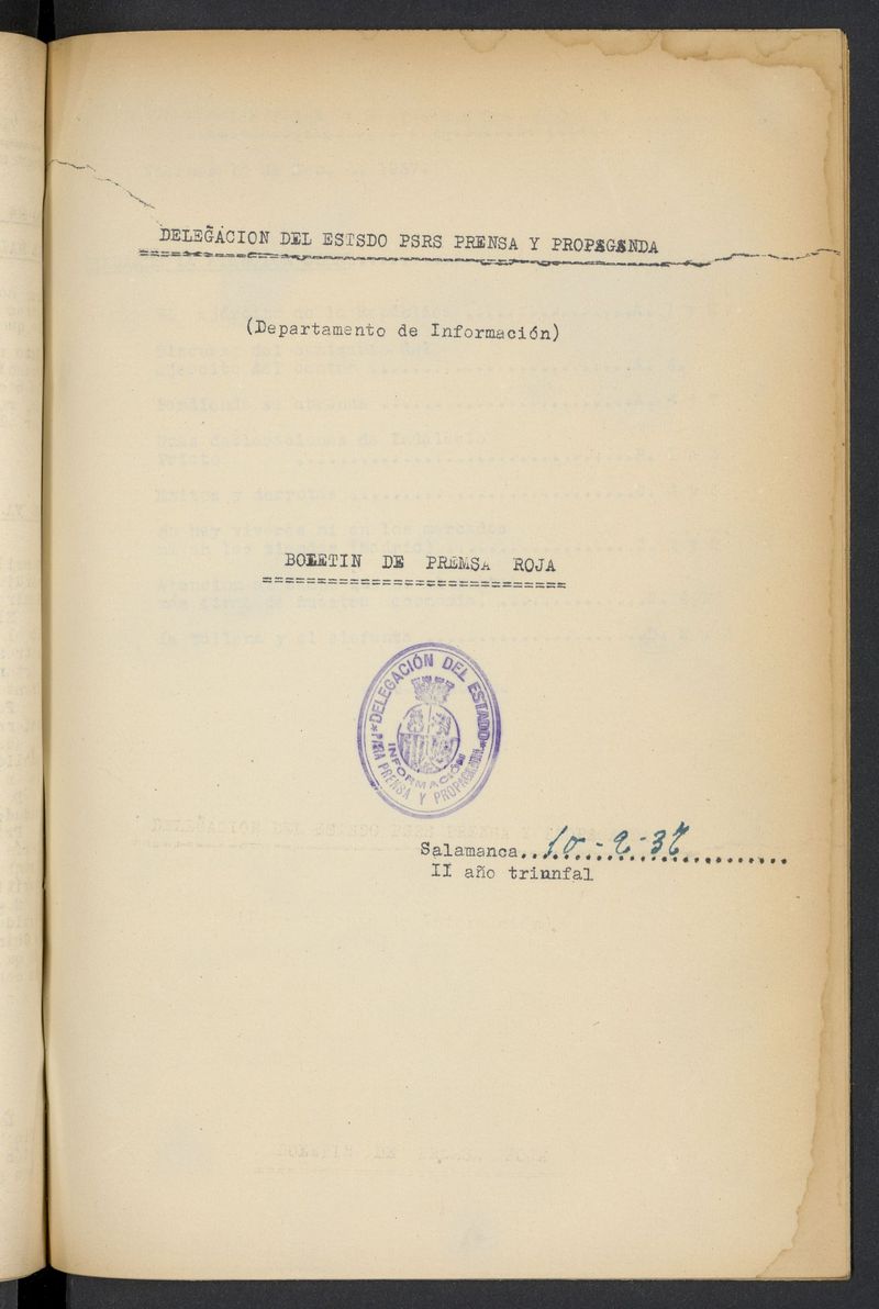 Boletín de Prensa Roja del 10 de septiembre de 1937