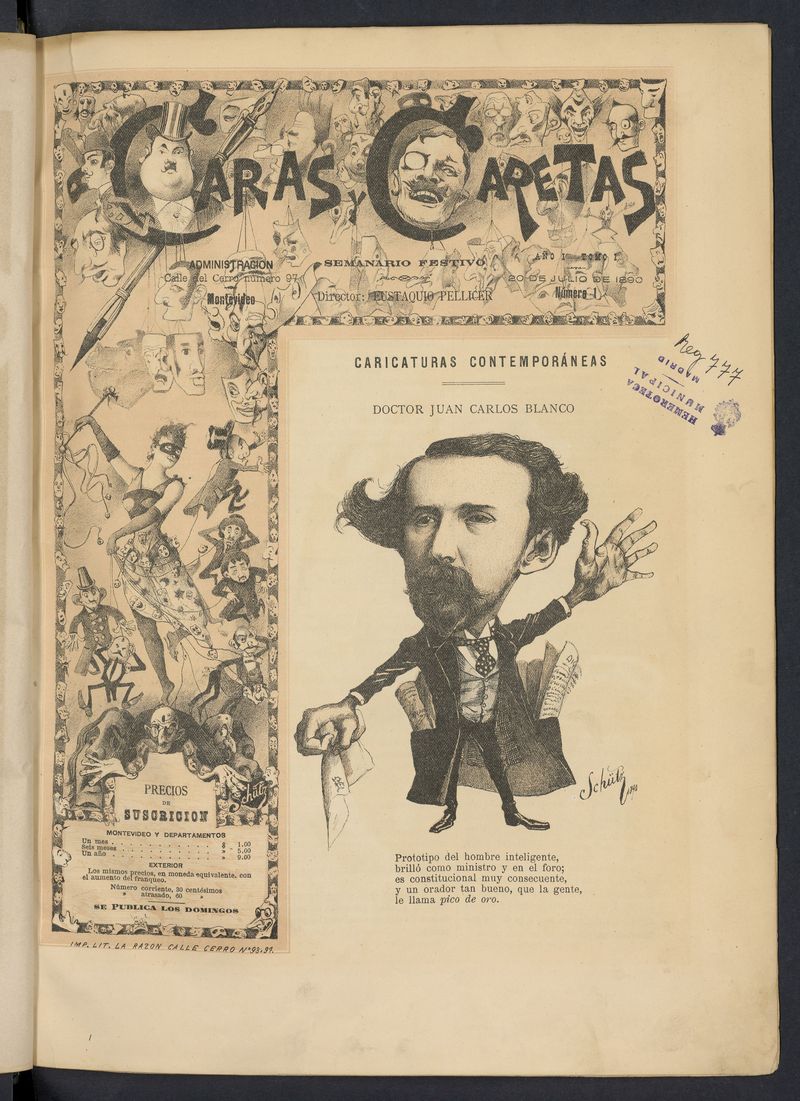 Caras y Caretas: semanario festivo del 20 de julio de 1890