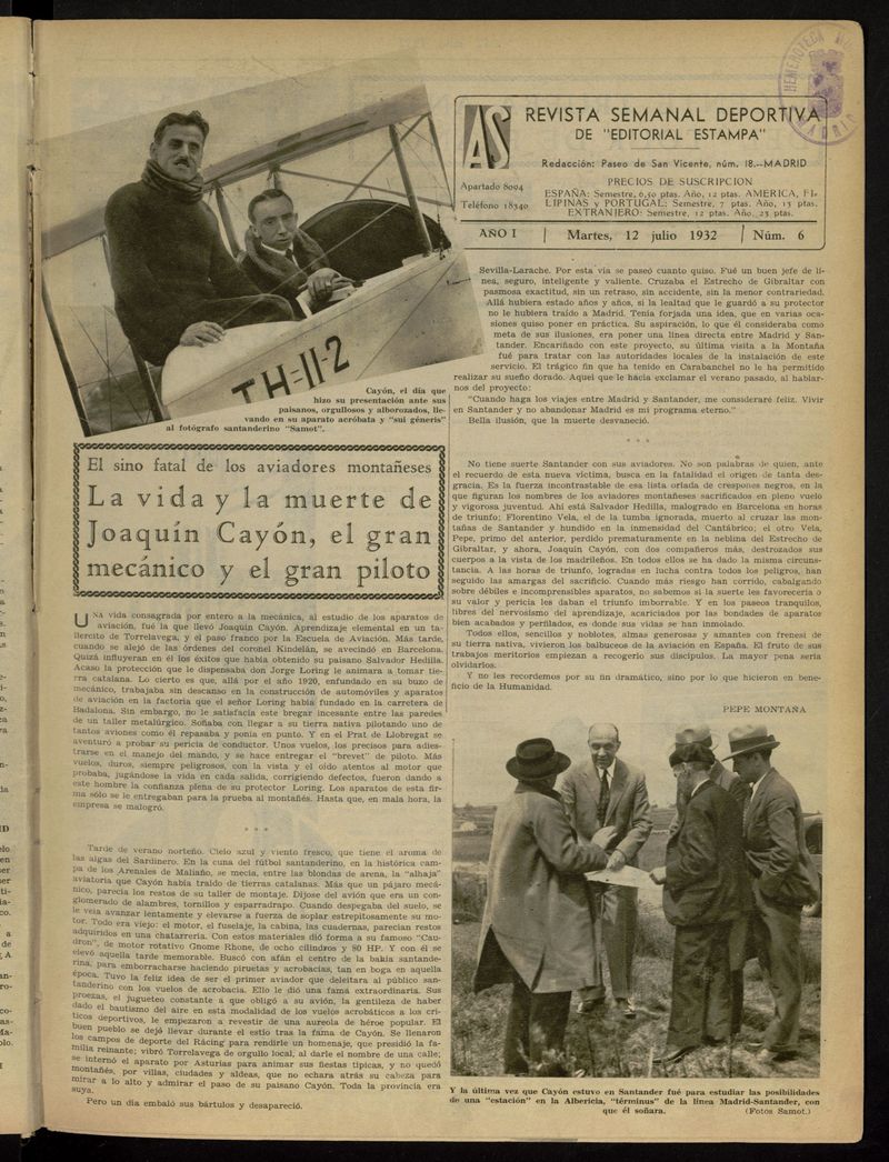 As: revista semanal deportiva del 12 de julio de 1932