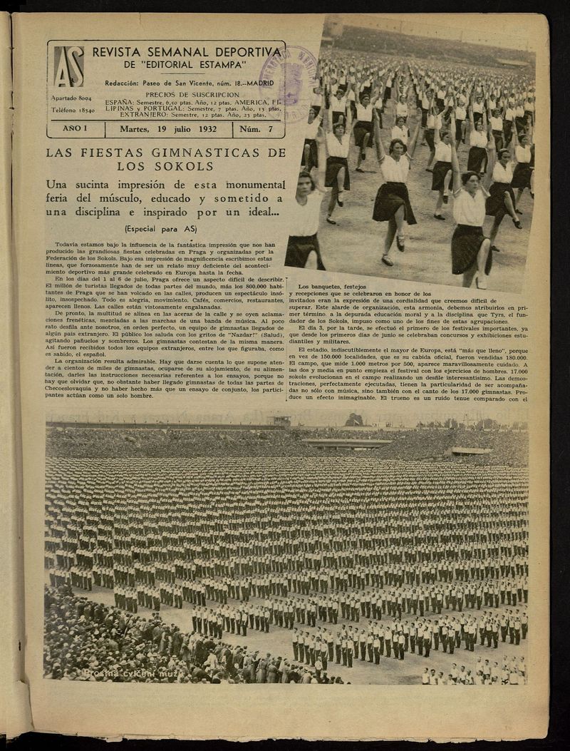 As: revista semanal deportiva del 19 de julio de 1932