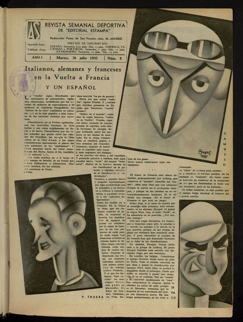 As: revista semanal deportiva del 26 de julio de 1932