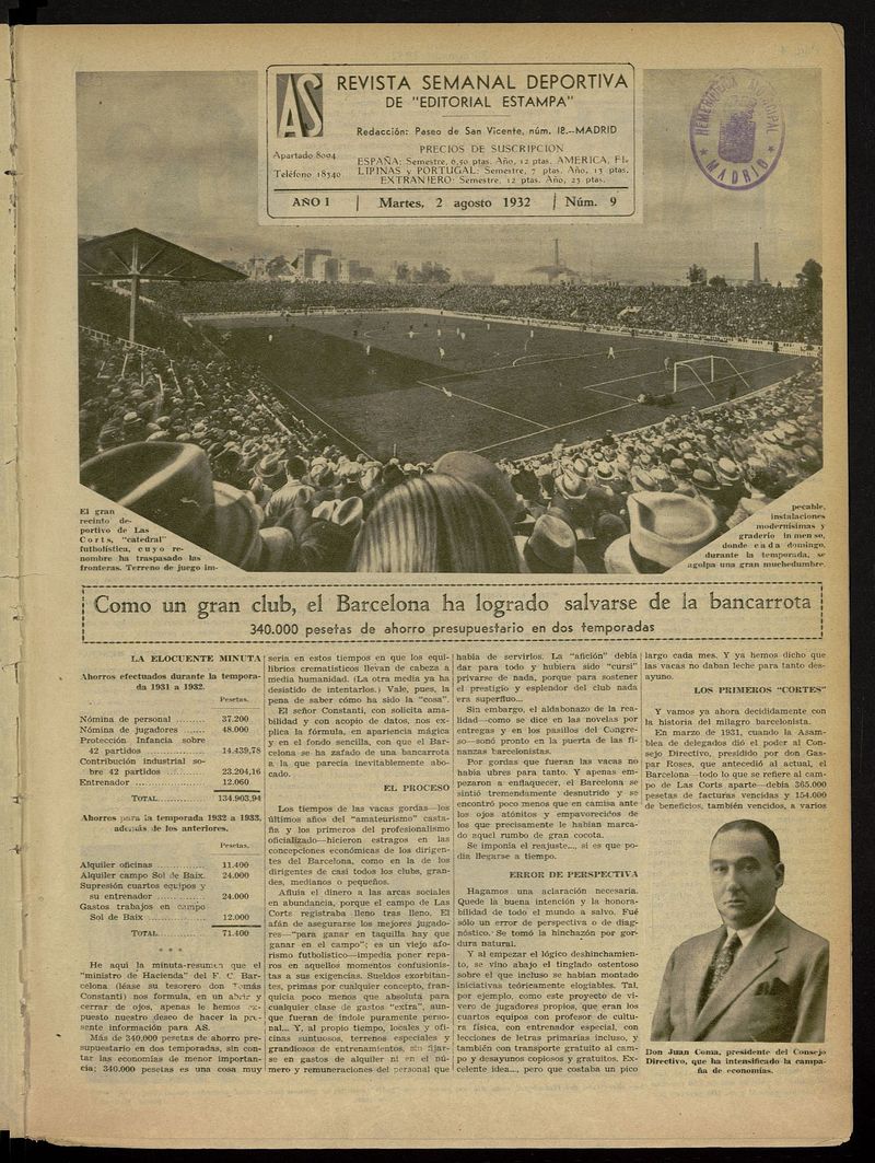 As: revista semanal deportiva del 2 de agosto de 1932