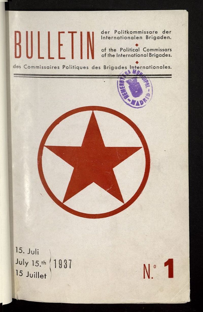 Bulletin des Commissaires Politiques des Brigades Internationales del 15 de julio de 1937