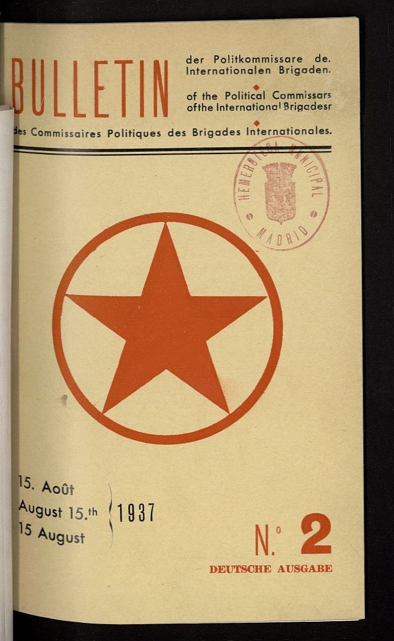 Bulletin des Commissaires Politiques des Brigades Internationales del 15 de agosto de 1937