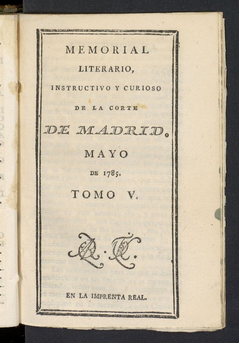 Memorial Literario de mayo de 1785