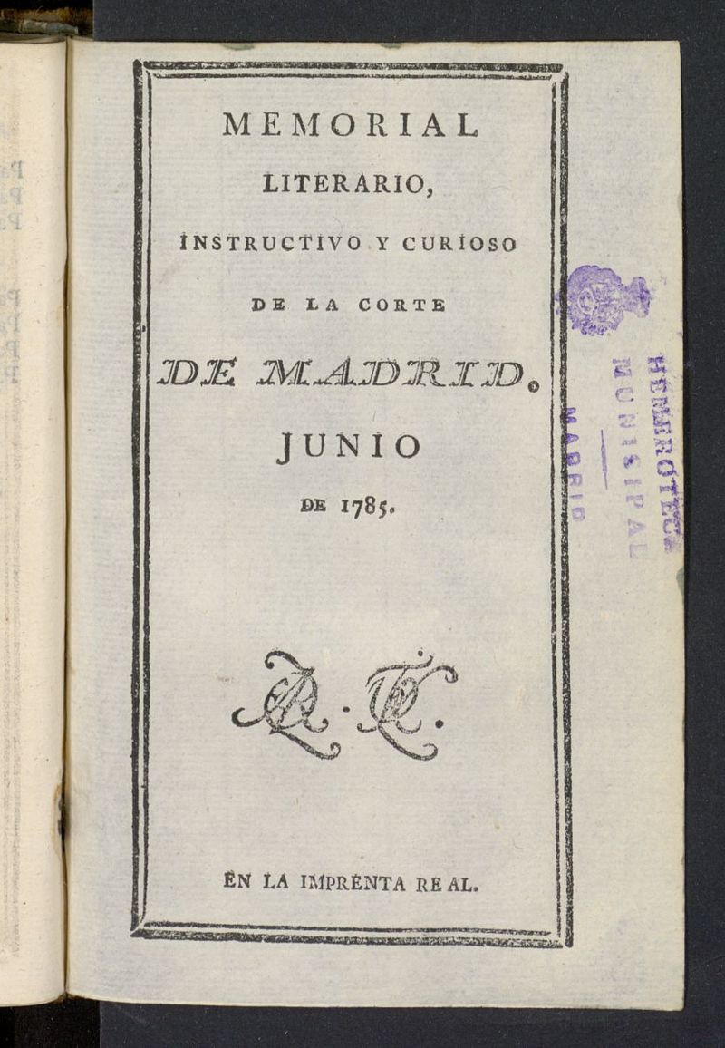 Memorial Literario de junio de 1785