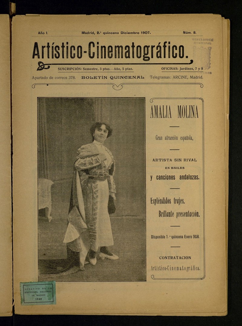 Artístico-Cinematográfico: Boletín Quincenal del 15 de diciembre de 1907